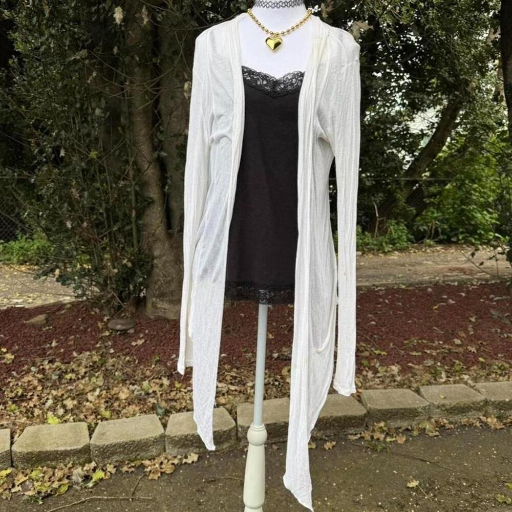 Fairycore white linen asymmetrical cardigan